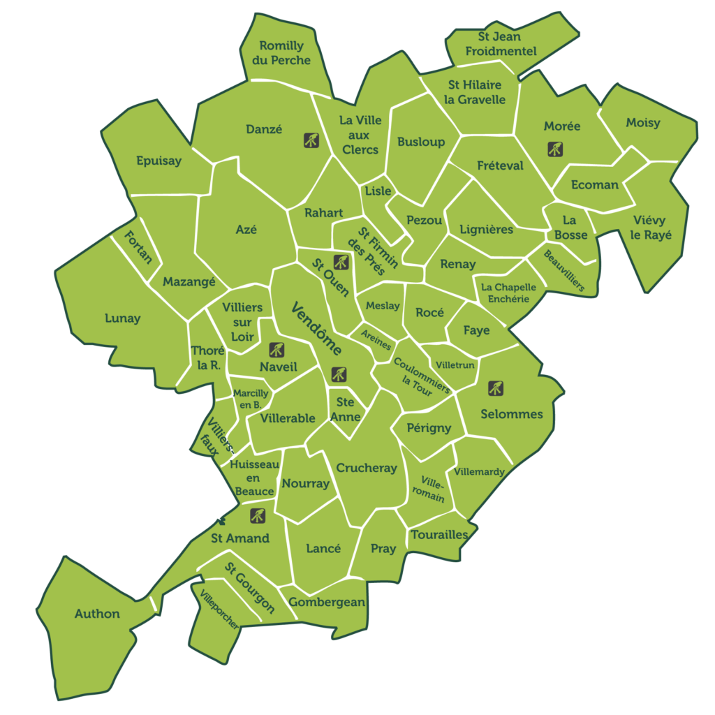 Carte du territoire ValDem - syndicat de collecte et de valorisation des déchets du Vendômois
