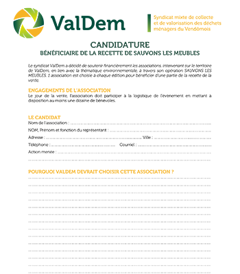 Miniature - formulaire de candidature subvention des associations locales