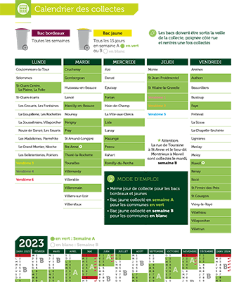 Calendrier 2023 de collecte des déchets