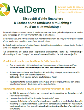 ValDem aide financière mulching